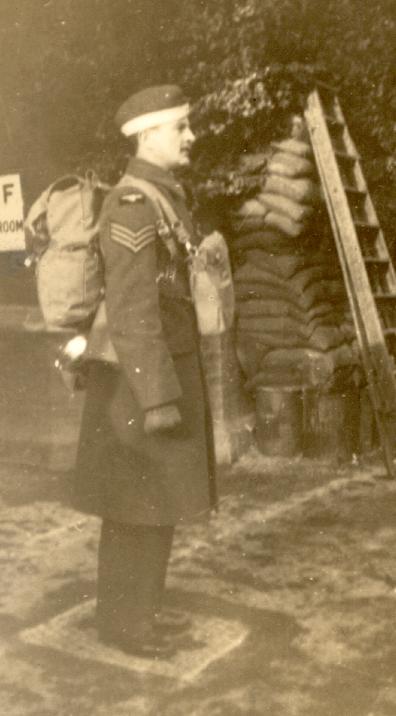 Stuart in full kit on sentry duty